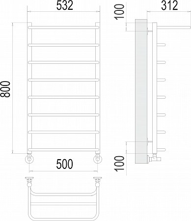 Полка П8 500х800  Полотенцесушитель  TERMINUS Мытищи - фото 3