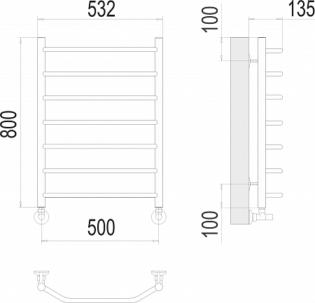 Виктория П8 500х800 Полотенцесушитель  TERMINUS Мытищи - фото 3