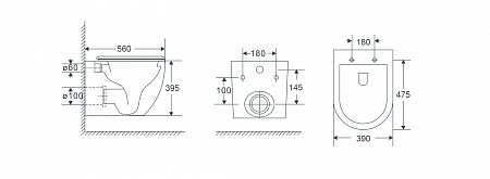 Подвесной унитаз безободковый Terminus Енисей Монолит 560х390 белый Мытищи - фото 8