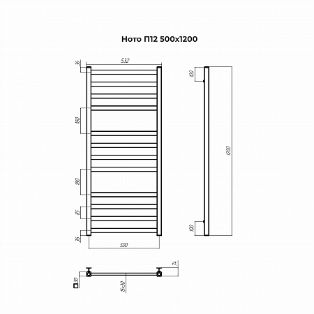 Ното П12 500х1200 Полотенцесушитель TERMINUS Мытищи - фото 3