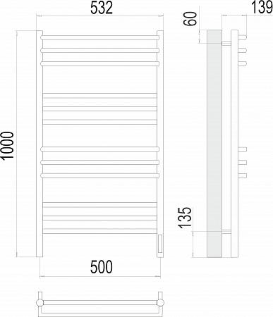 Прато П12 500х1000 электро (sensor quick touch) Полотенцесушитель  TERMINUS Мытищи - фото 3