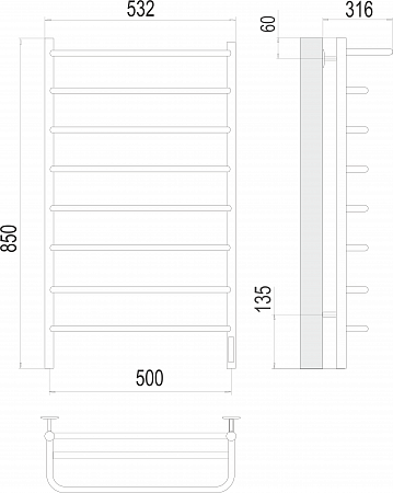 Полка П8 500х850 Электро (quick touch) Полотенцесушитель  TERMINUS Мытищи - фото 3