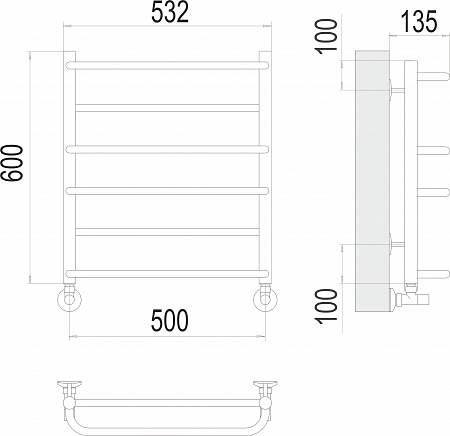 Евромикс П6 500х600 Полотенцесушитель  TERMINUS Мытищи - фото 3