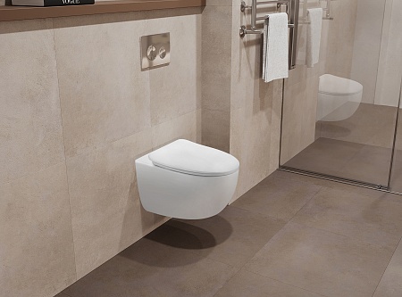 Подвесной унитаз безободковый Terminus Енисей Монолит 560х390 белый Мытищи - фото 1