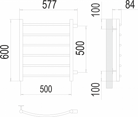 Классик П6 500х600 бп500 Полотенцесушитель  TERMINUS Мытищи - фото 3