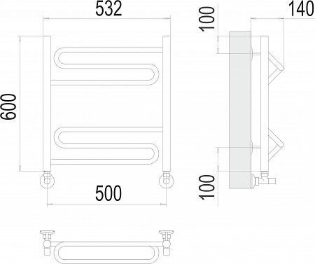 Юпитер П6 500х600 Полотенцесушитель  TERMINUS Мытищи - фото 3