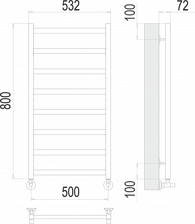 Аврора П8 500х800 Полотенцесушитель  TERMINUS Мытищи - фото 3