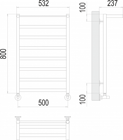 Хендрикс П8 500х800 Полотенцесушитель  TERMINUS Мытищи - фото 3