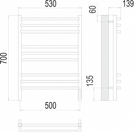 Соренто П9 500х700 электро (sensor quick touch) Полотенцесушитель  TERMINUS Мытищи - фото 3