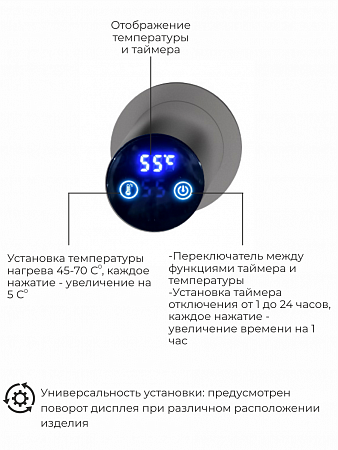 Рондо П2 350х760 электро Полотенцесушитель TERMINUS Оружейная сталь Мытищи - фото 5