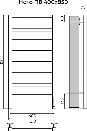 Ното П8 400х850 Электро (quick touch) Полотенцесушитель TERMINUS Мытищи - фото 3