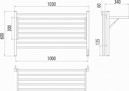 Горизонт П8 1000х600 электро КС ЧЕРНЫЙ МУАР (sensor quick touch) Полотенцесушитель TERMINUS Мытищи - фото 5